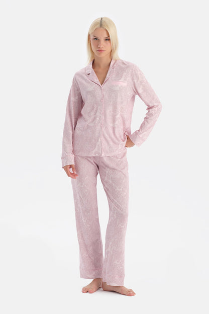 Şal Desenli Gömlek Pantolon Takim