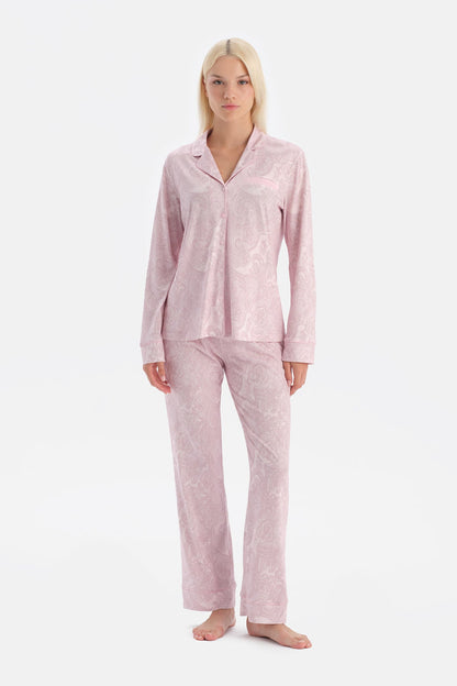 Şal Desenli Gömlek Pantolon Takim