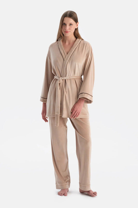 Kadife Uzun Kollu Sabahlik