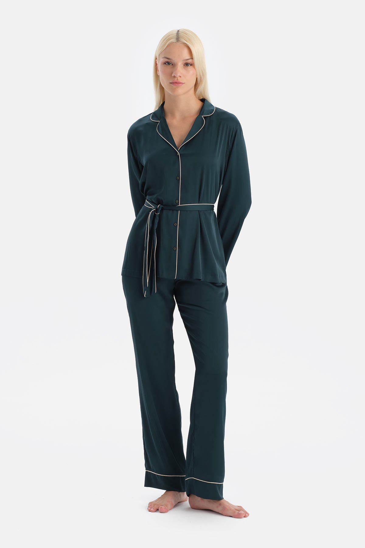 Biye Detayli Saten Pantolon