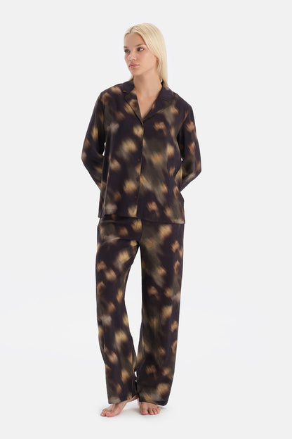 Desenli Dokuma Viskon Pantolon