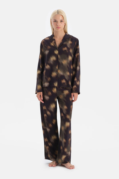 Desenli Dokuma Viskon Pantolon