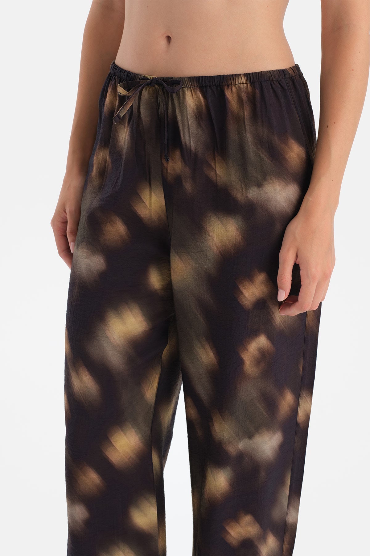 Desenli Dokuma Viskon Pantolon