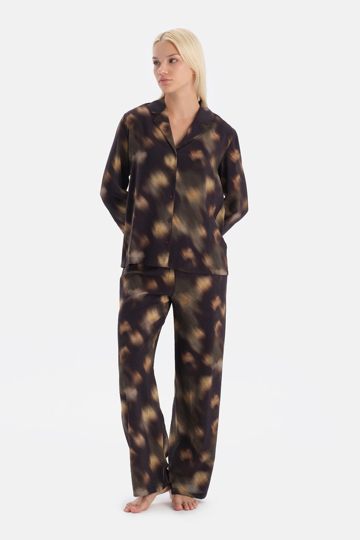 Desenli Dokuma Viskon Gömlek