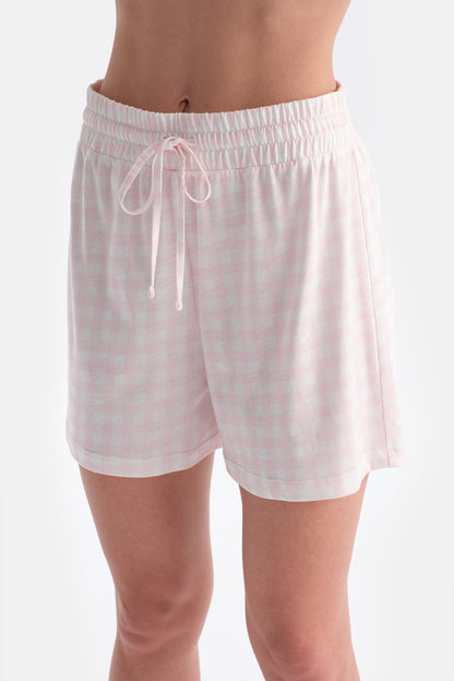 Baskili Kisa Kollu Tişört Şort Takim