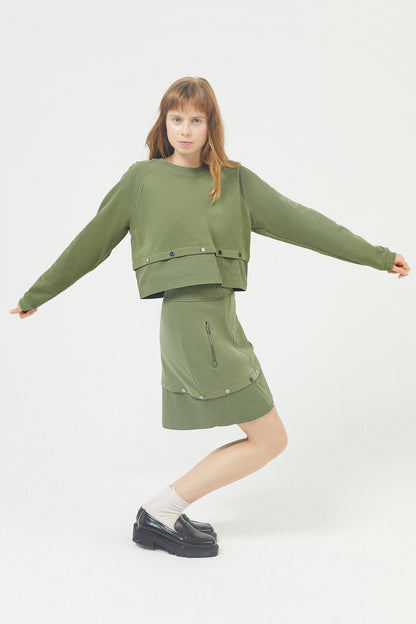 Haki Geniş Kesim Sweatshirt