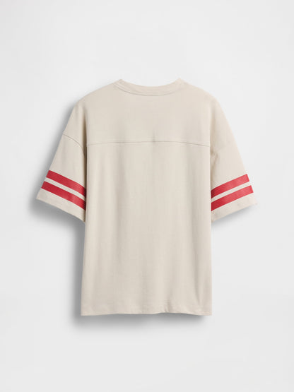 Kırık Beyaz Oversized Logo T-shirt