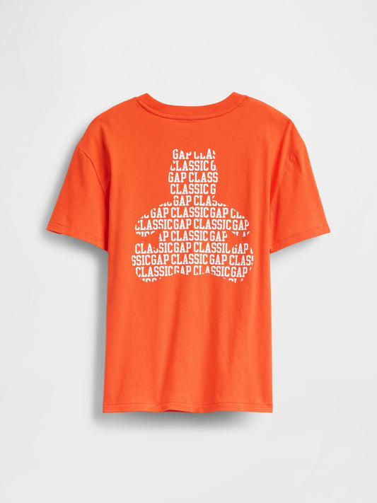 Turuncu Cepli Grafik T-Shirt