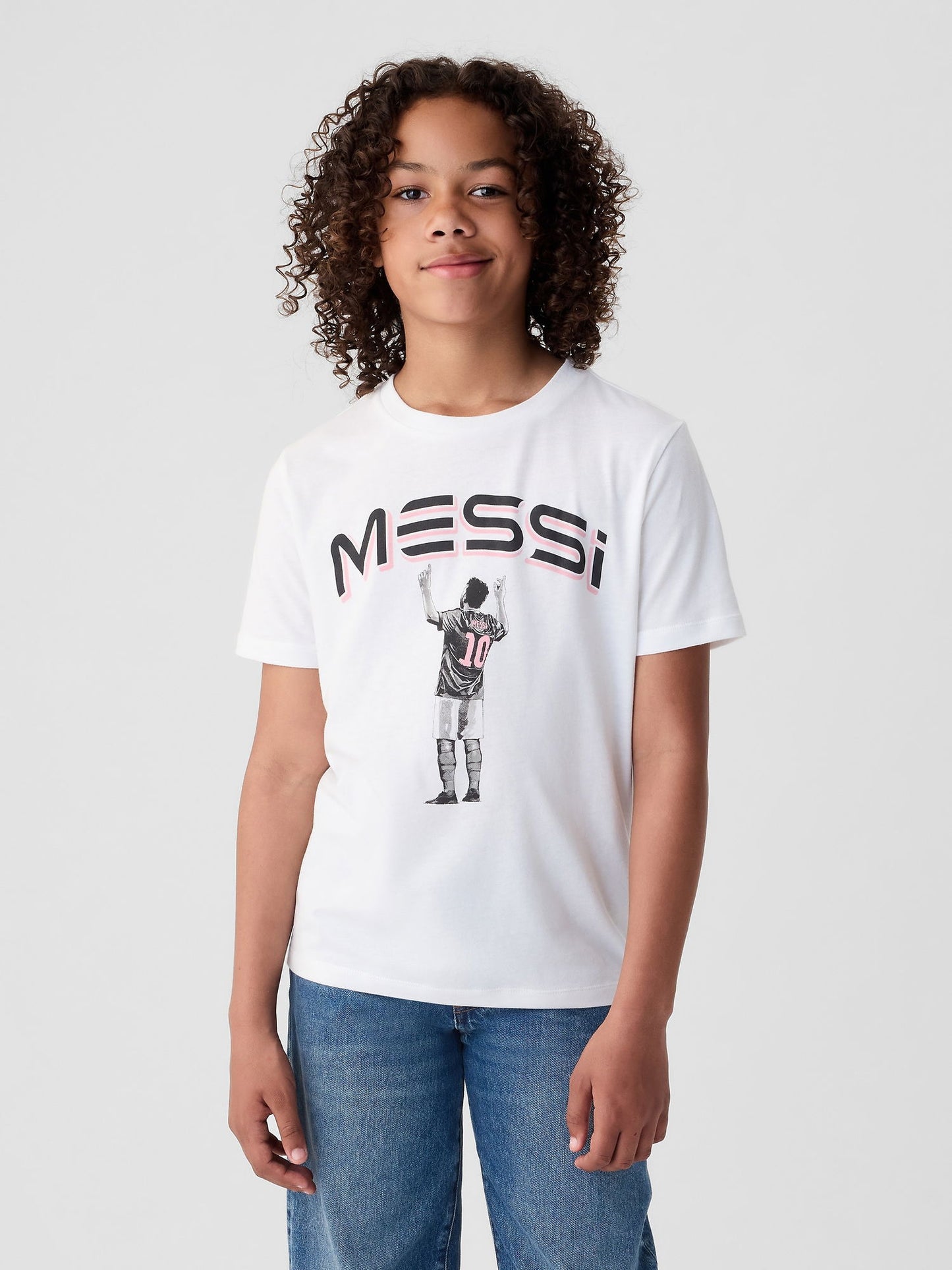 Beyaz Messi Grafikli T-shirt