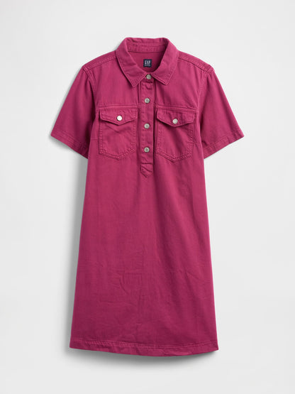 Pembe Denim Mini Elbise