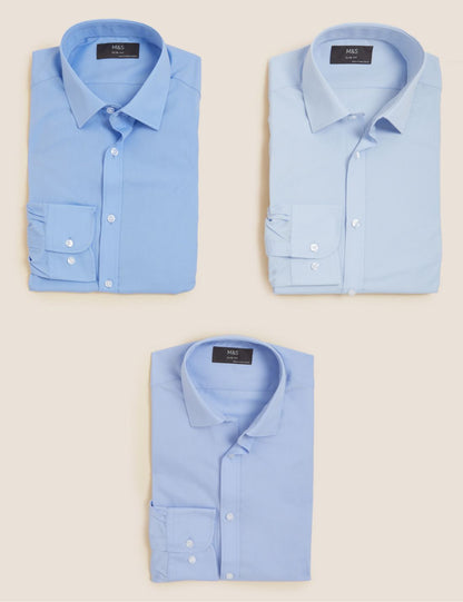 3'lü Slim Fit Gömlek Seti
