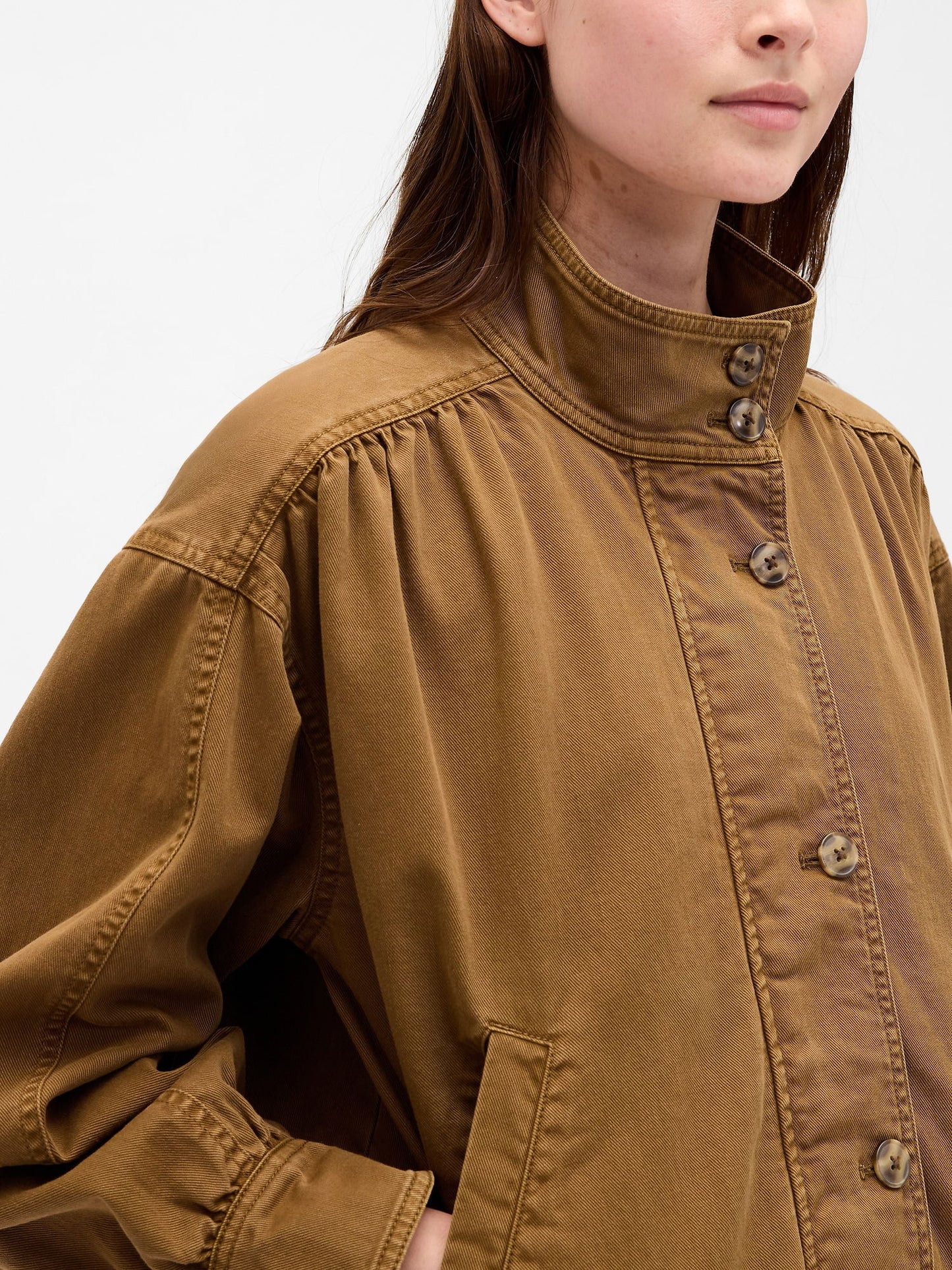 Kahverengi Twill Bubble Ceket