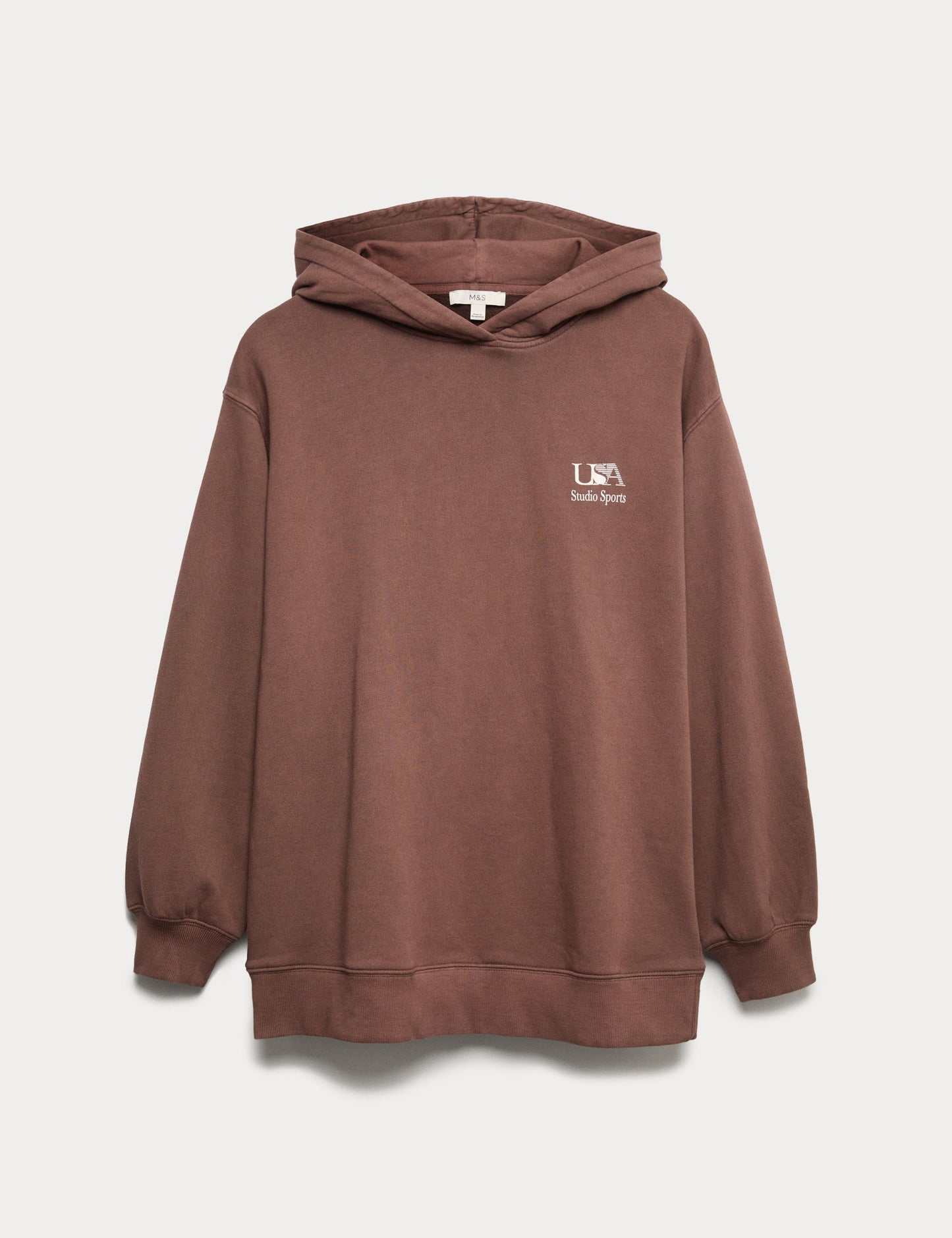 Saf Pamuk Grafik Baskılı Kapüşonlu Sweatshirt