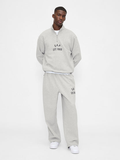 Gri Vintagesoft Oversized Gap Logo Yarım Fermuarlı Sweatshirt