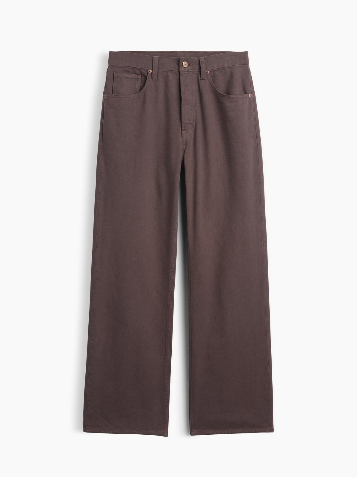 Kahverengi Low Slung Relaxed Straight Jean Pantolon
