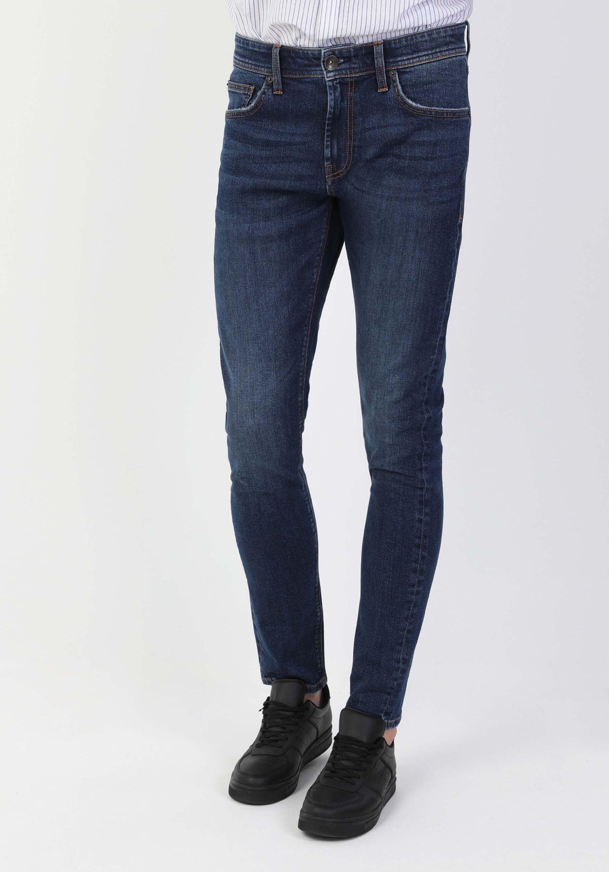 Slim Fit Düşük Bel Dar Paça Erkek Indigo Jean Pantolon
