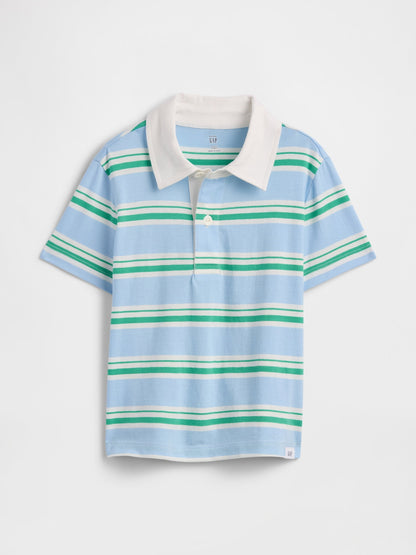 Açık Mavi Çizgili Rugby Polo T-shirt