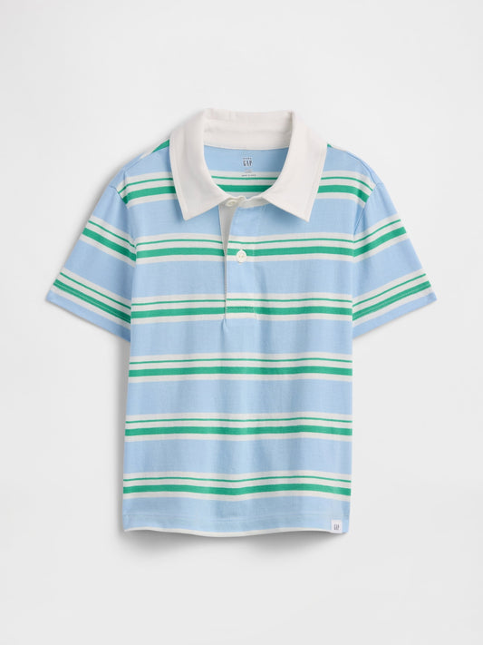 Açık Mavi Çizgili Rugby Polo T-shirt