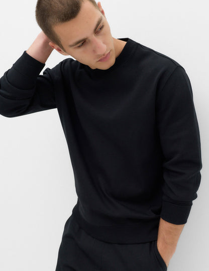 Pamuk Karışımlı Bisiklet Yaka Sweatshirt