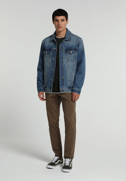 Slim Fit Orta Bel Düz Paça Erkek Kahverengi Pantolon