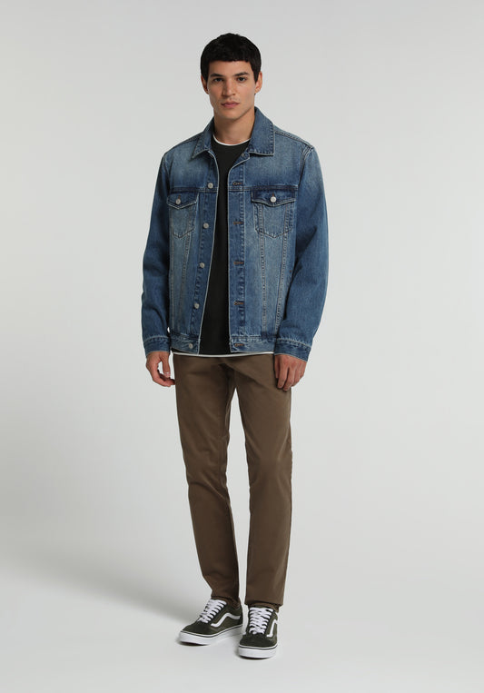 Slim Fit Orta Bel Düz Paça Erkek Kahverengi Pantolon