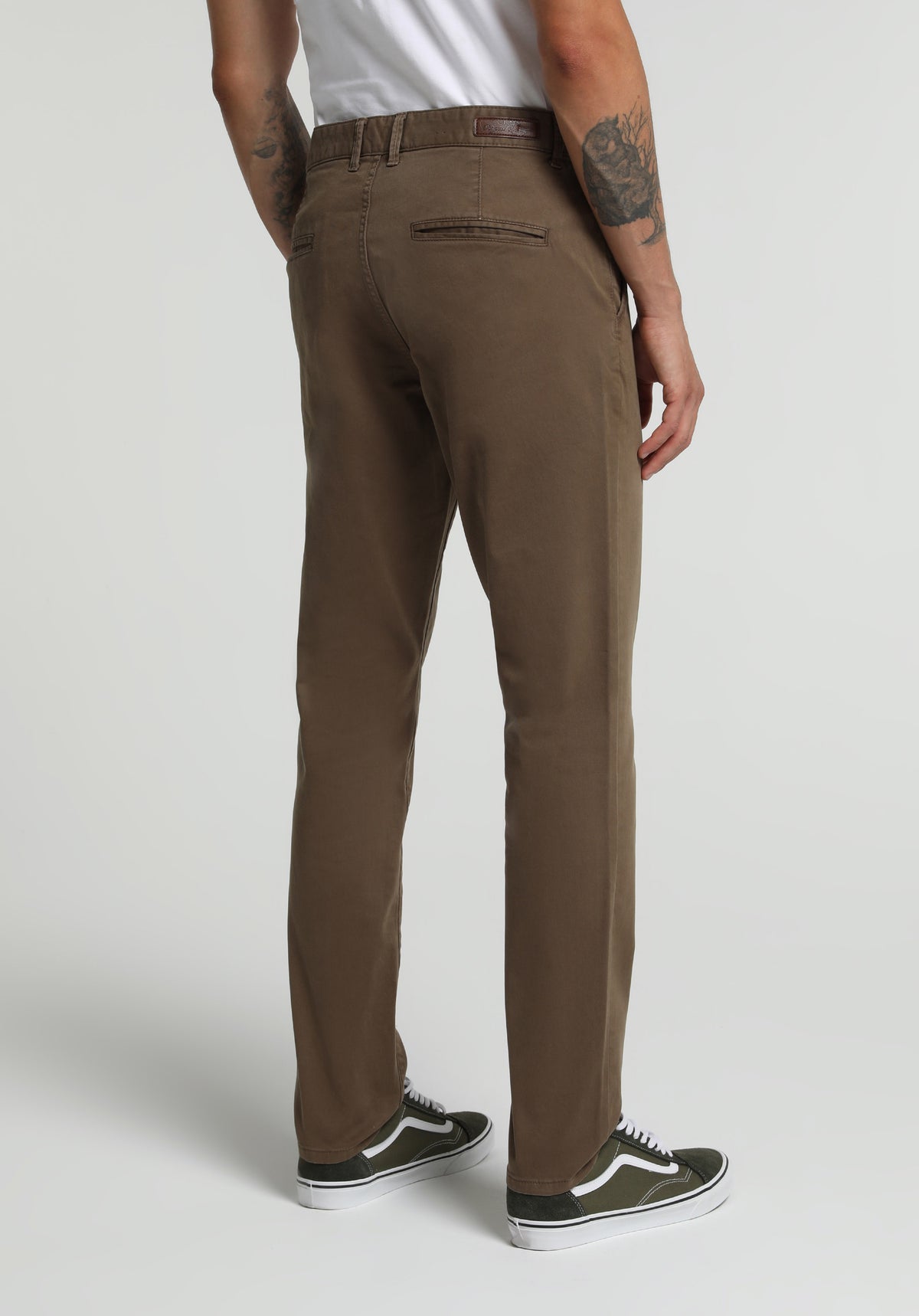 Slim Fit Orta Bel Düz Paça Erkek Kahverengi Pantolon