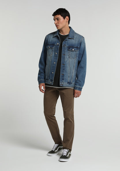 Slim Fit Orta Bel Düz Paça Erkek Kahverengi Pantolon