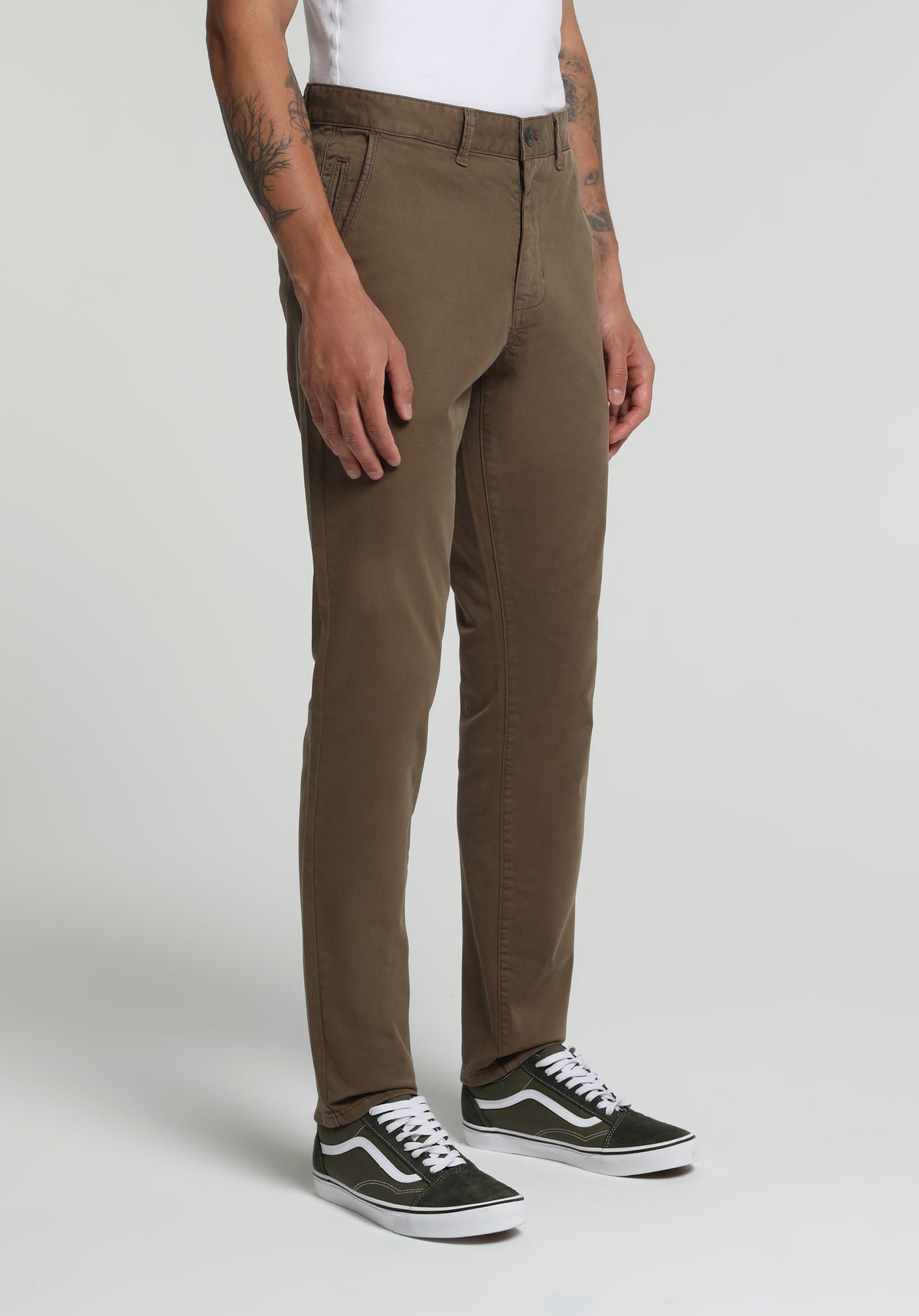 Slim Fit Orta Bel Düz Paça Erkek Kahverengi Pantolon