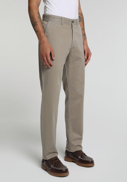 Regular Fit Orta Bel Düz Paça Erkek Bej Pantolon