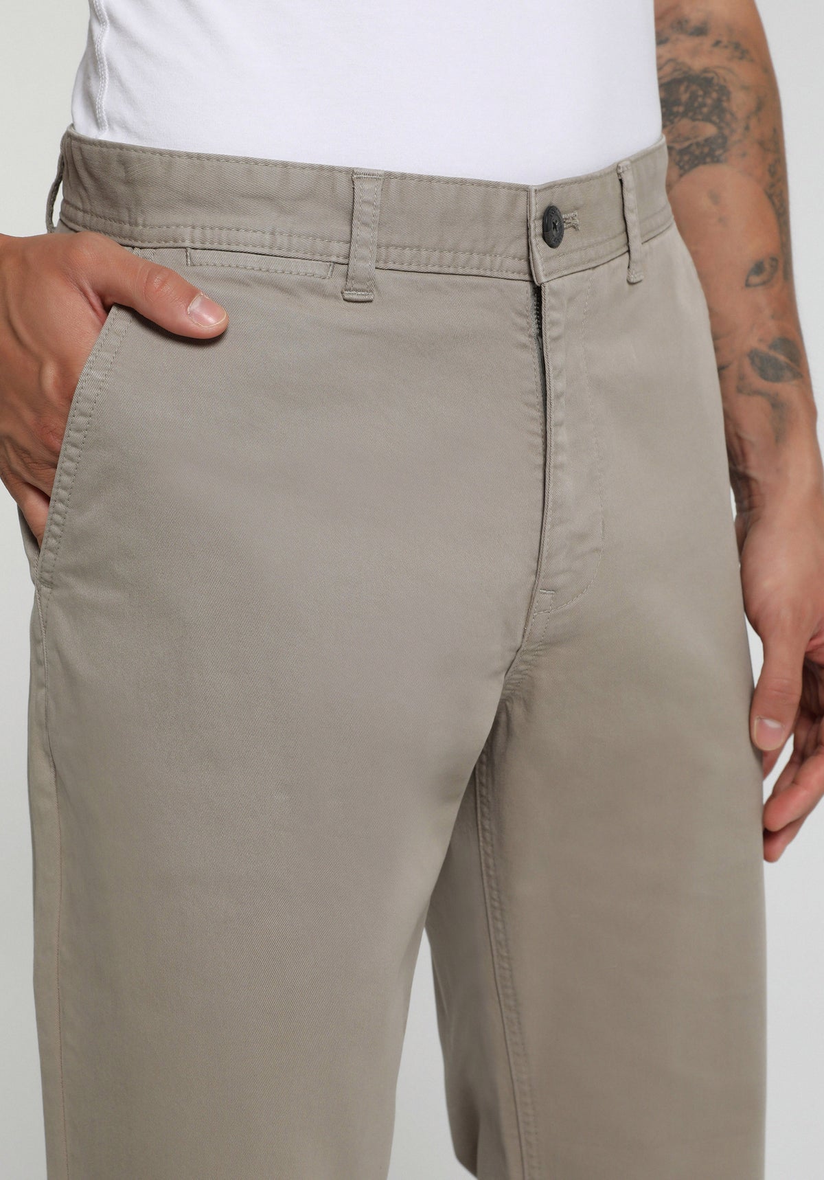 Regular Fit Orta Bel Düz Paça Erkek Bej Pantolon