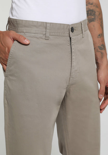 Regular Fit Orta Bel Düz Paça Erkek Bej Pantolon