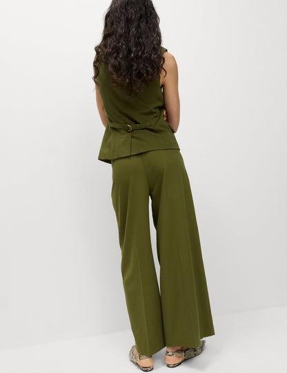 Plise Detaylı Geniş Paça Pantolon