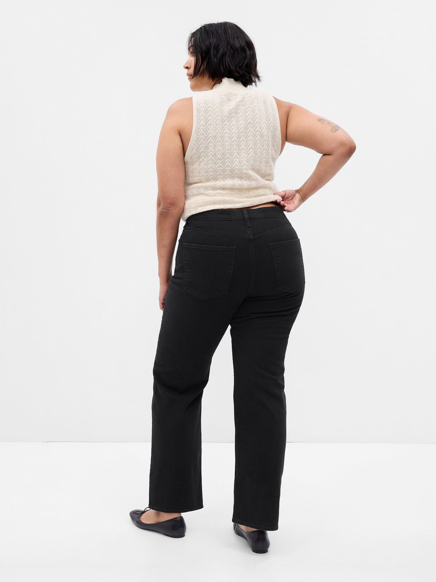Siyah High Rise '90s Loose Jean Pantolon
