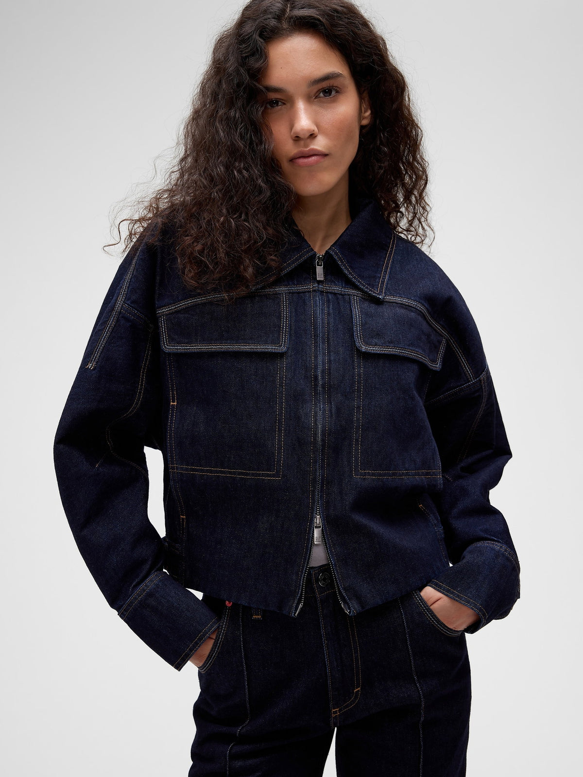 Koyu Mavi Gapstudio Iki Cepli Denim Ceket
