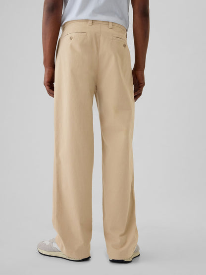 Bej Modern Pile Detaylı Baggy Fit Khaki Pantolon