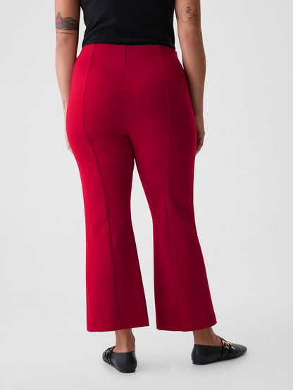 Kırmızı High Rise Double Knit Crop Kick Pantolon