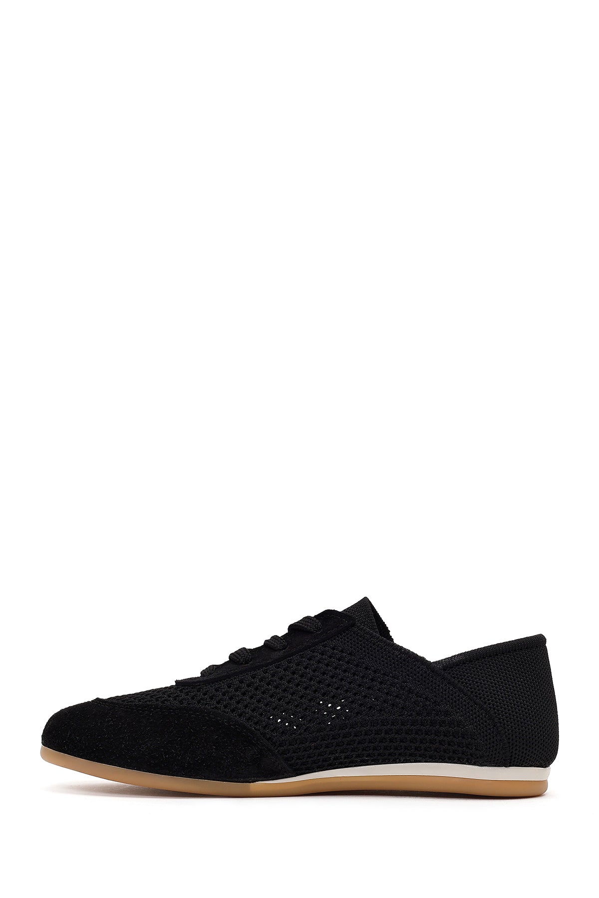 Kadın Siyah Bağcıklı Deri Sneaker