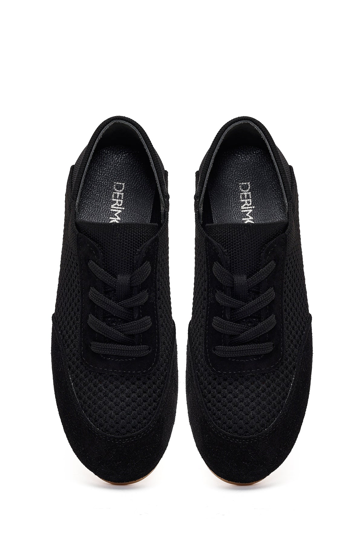 Kadın Siyah Bağcıklı Deri Sneaker