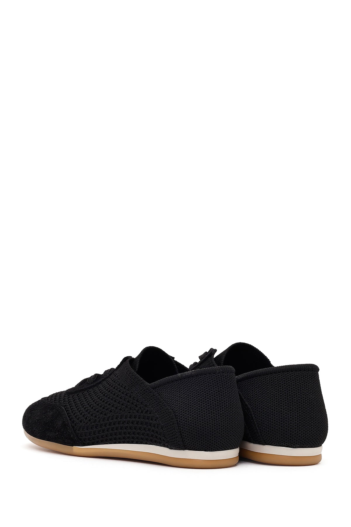 Kadın Siyah Bağcıklı Deri Sneaker