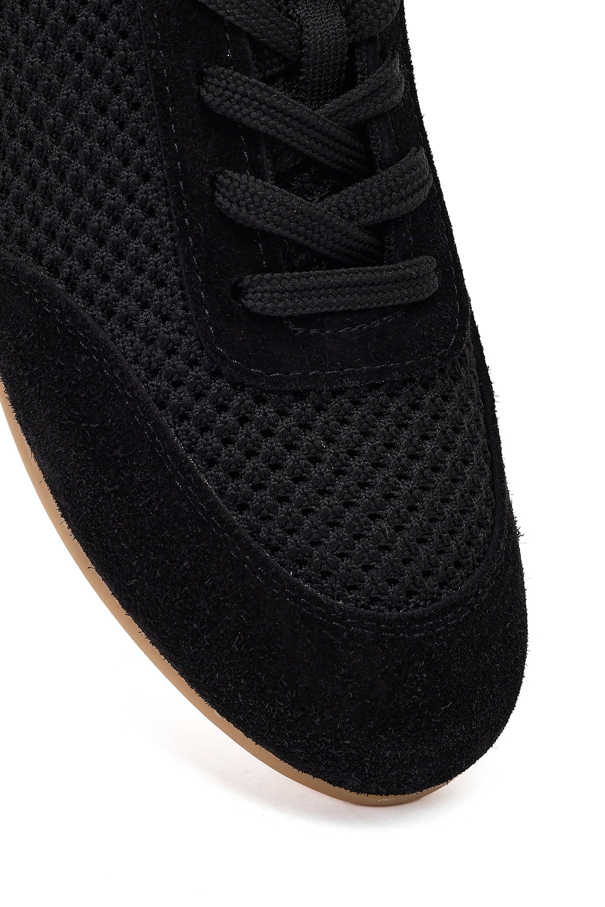 Kadın Siyah Bağcıklı Deri Sneaker