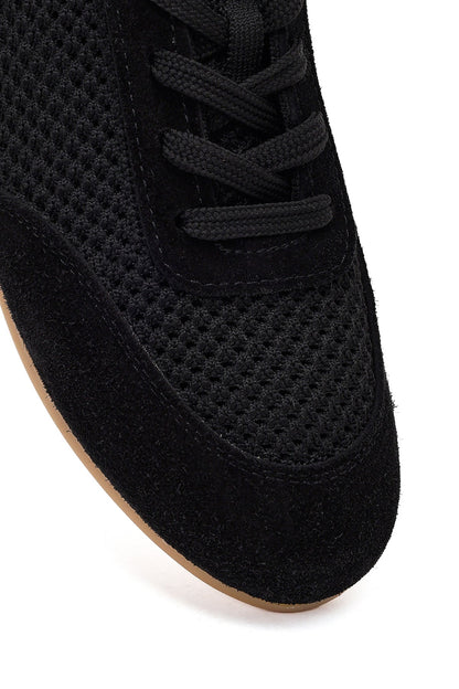 Kadın Siyah Bağcıklı Deri Sneaker