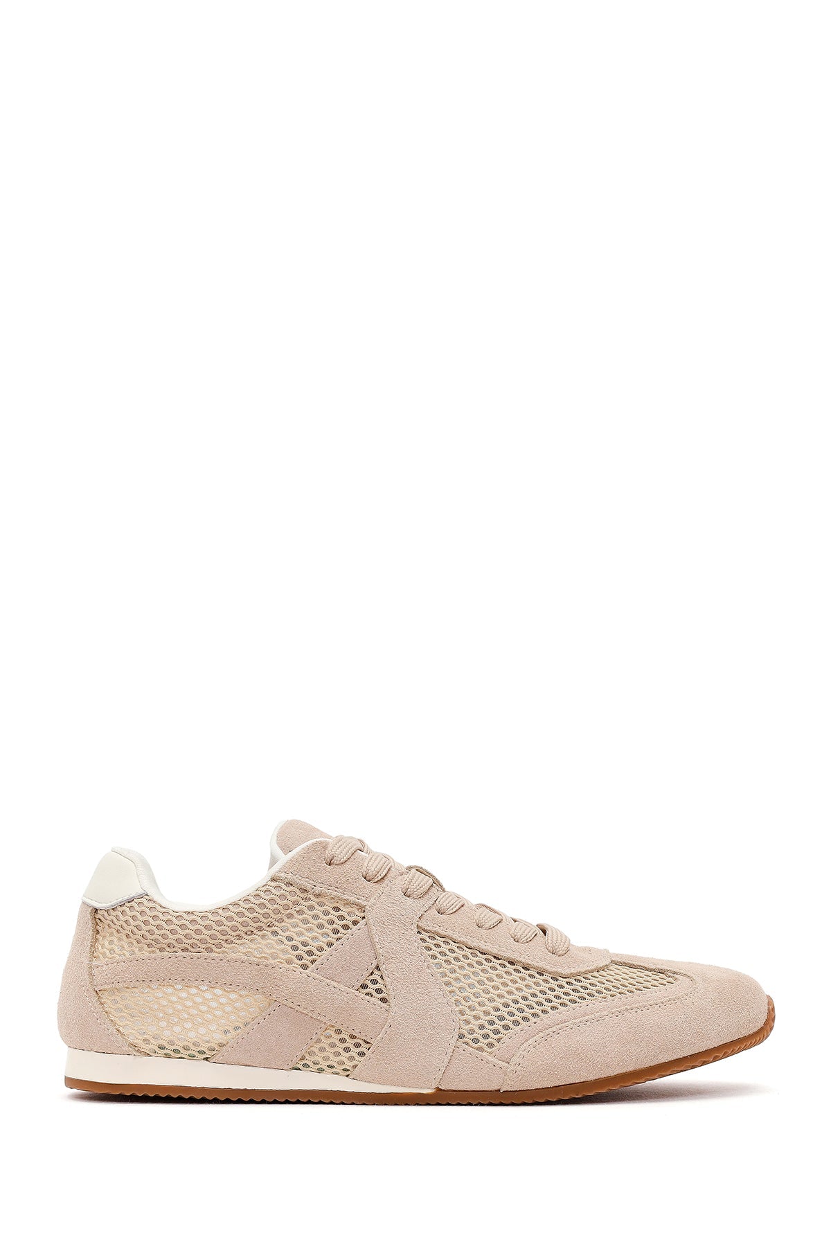 Kadın Vizon Bağcıklı Süet Deri Sneaker