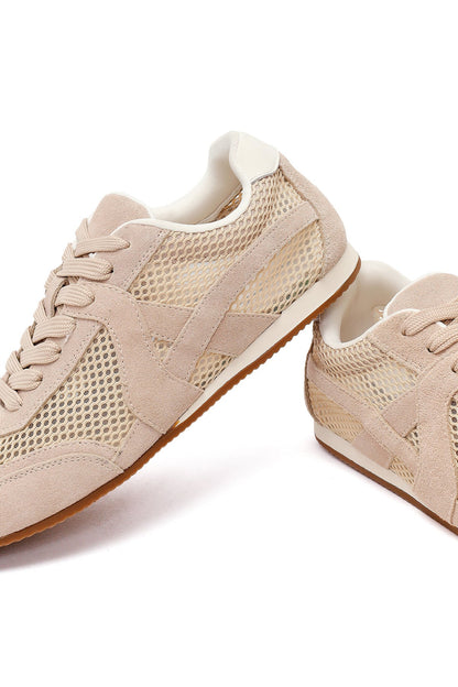 Kadın Vizon Bağcıklı Süet Deri Sneaker