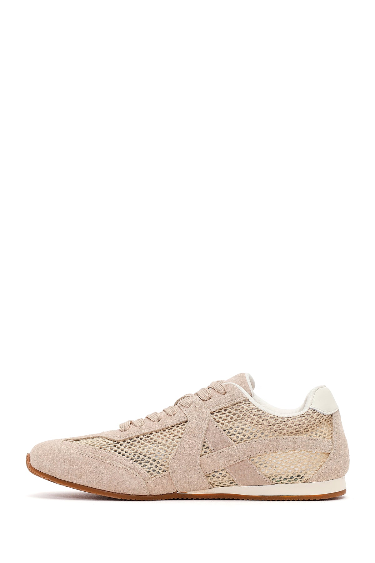 Kadın Vizon Bağcıklı Süet Deri Sneaker