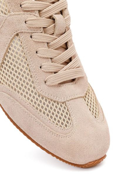 Kadın Vizon Bağcıklı Süet Deri Sneaker