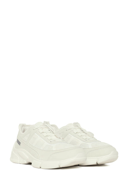 Kadın Beyaz Bağcıklı Kalın Tabanlı Sneaker