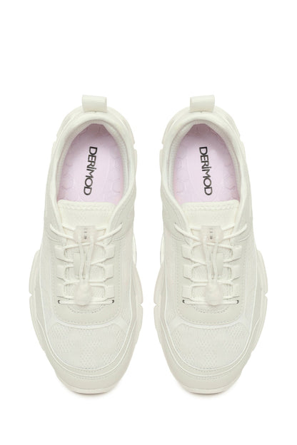 Kadın Beyaz Bağcıklı Kalın Tabanlı Sneaker