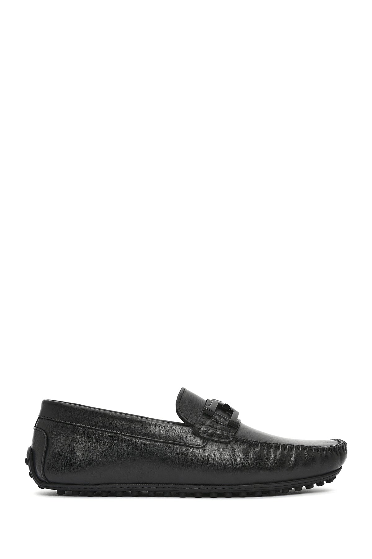 Erkek Siyah Tokalı Deri Loafer