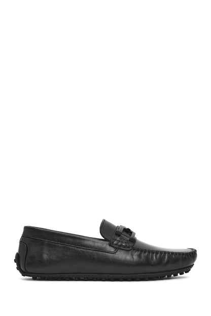 Erkek Siyah Tokalı Deri Loafer