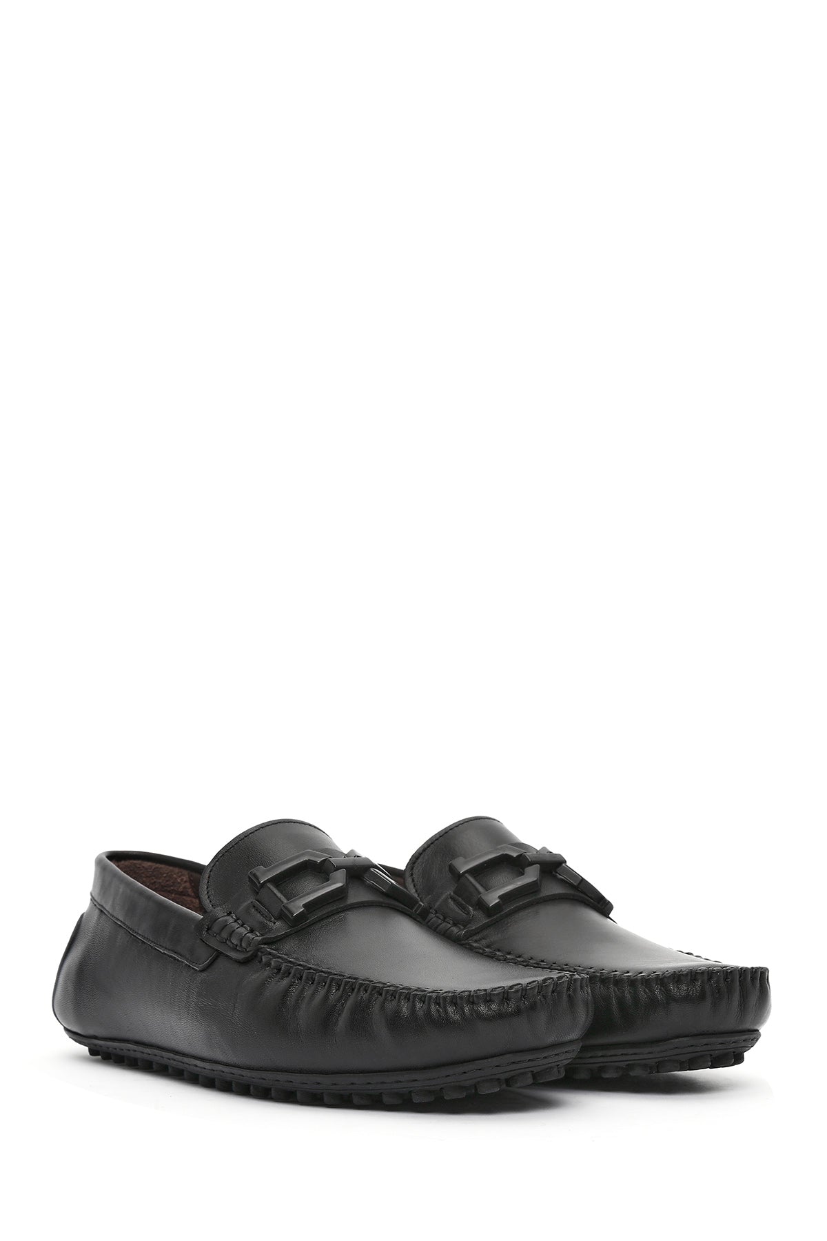 Erkek Siyah Tokalı Deri Loafer